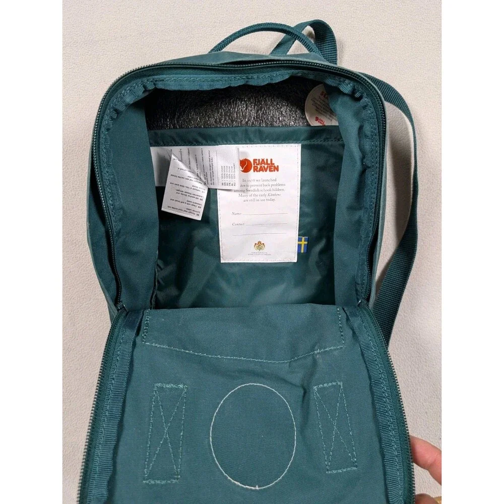 Fjallraven Backpack Kanken Mini Frost Green Laptop Sleeve Adjustable Shoulder